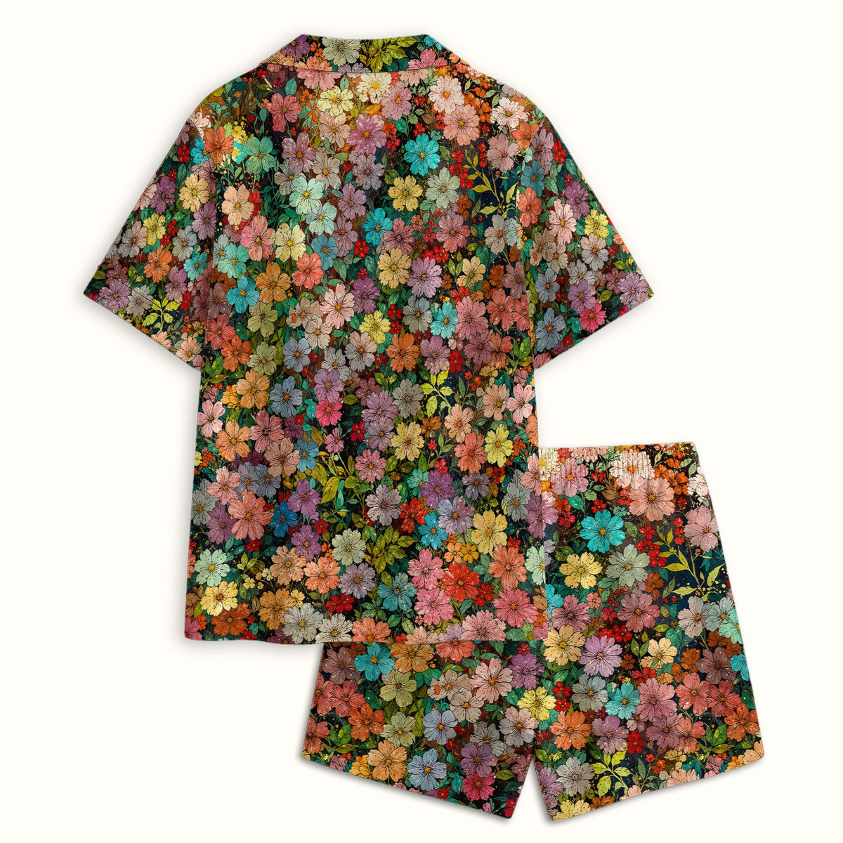Colorful Wildflower Garden Bloom Pattern Pajama Set