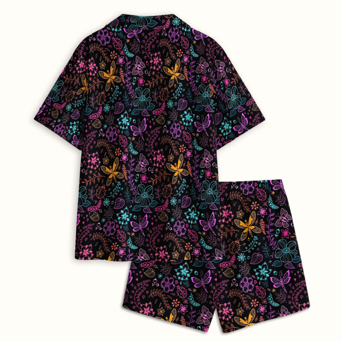 Neon Butterfly Floral Garden Pajama Set