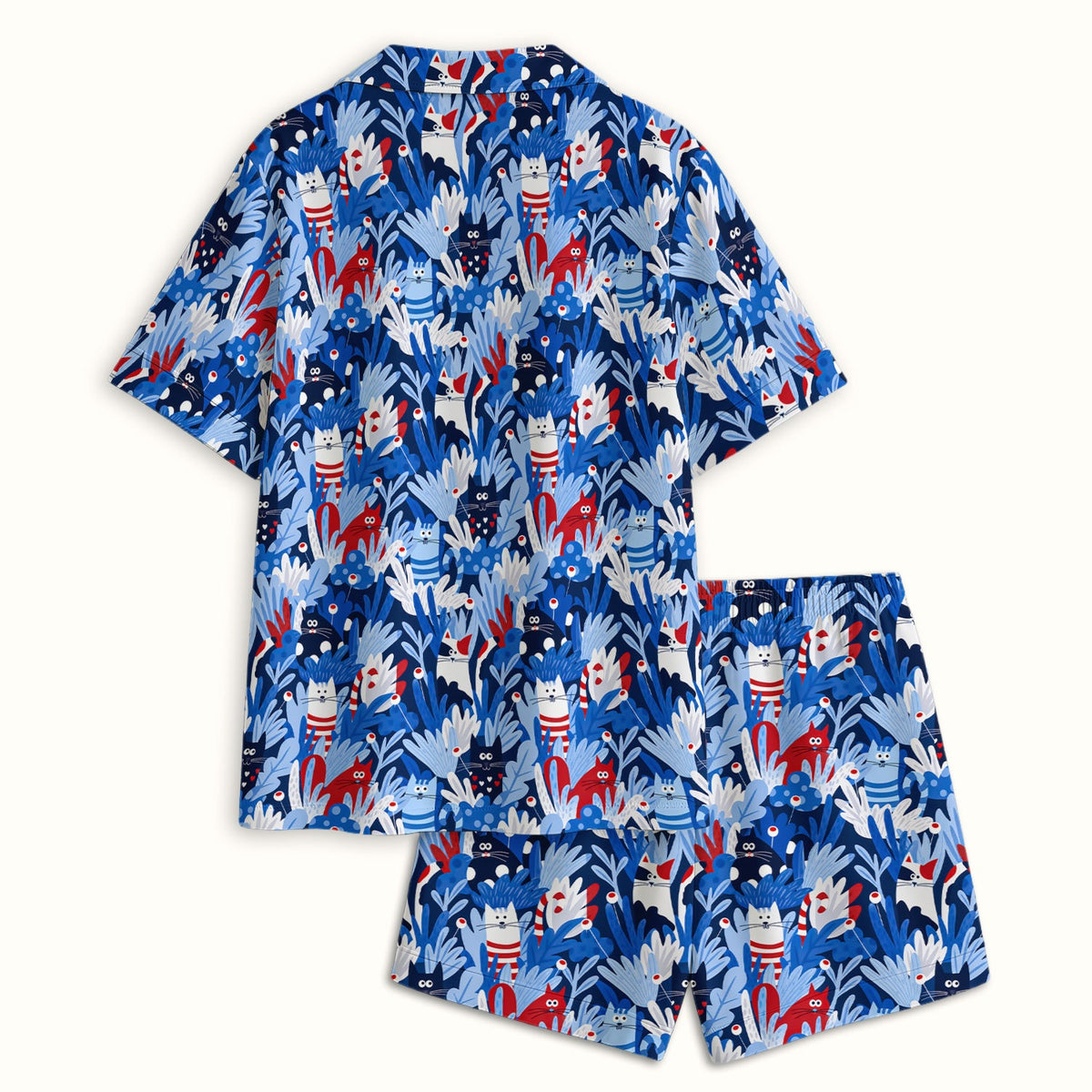 Cats Among Blue Foliage Nurse Pajama Set