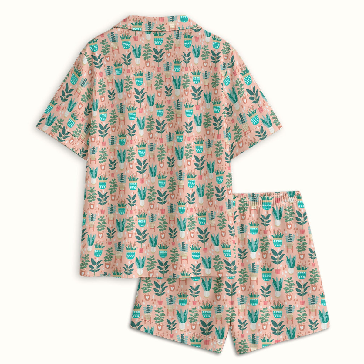 Potted Houseplant Leaves Pajama Set