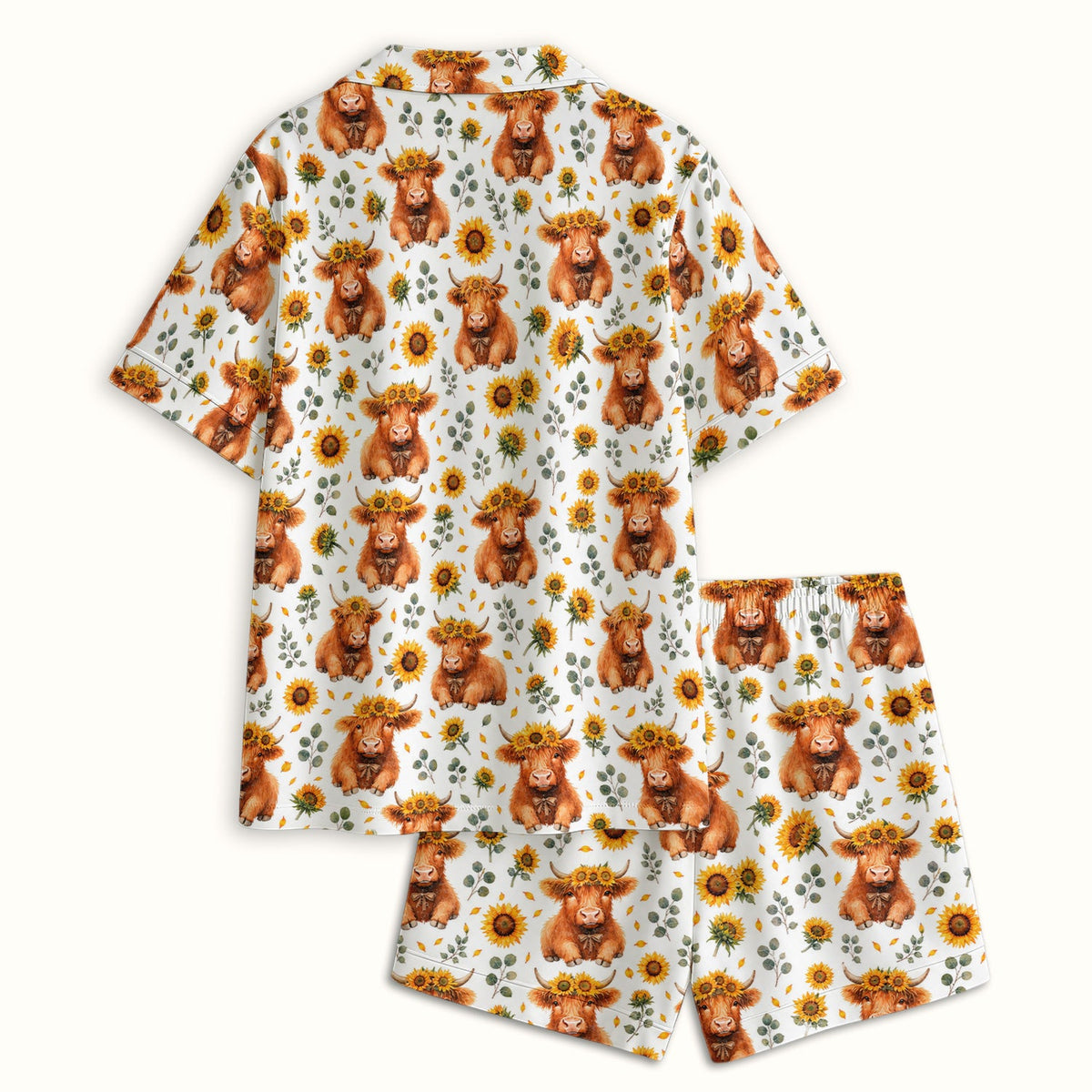 Rustic Highland Cow Floral Pajama Set