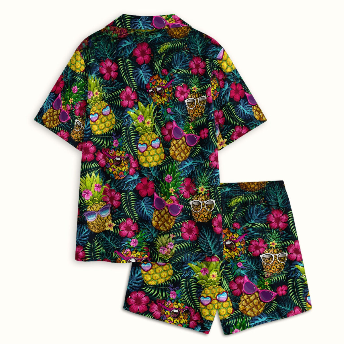 Tropical Pineapple Sunglasses Nurse Pajama Set
