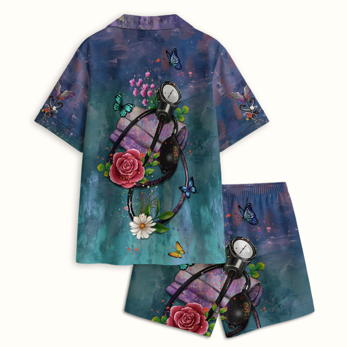 Floral Stethoscope Pajama Set