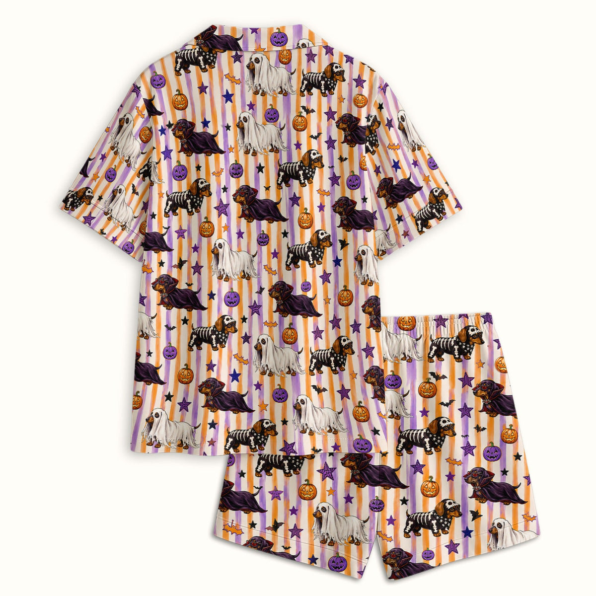 Dachshund Stripe Pajama Set - Halloween Gift For Nurse