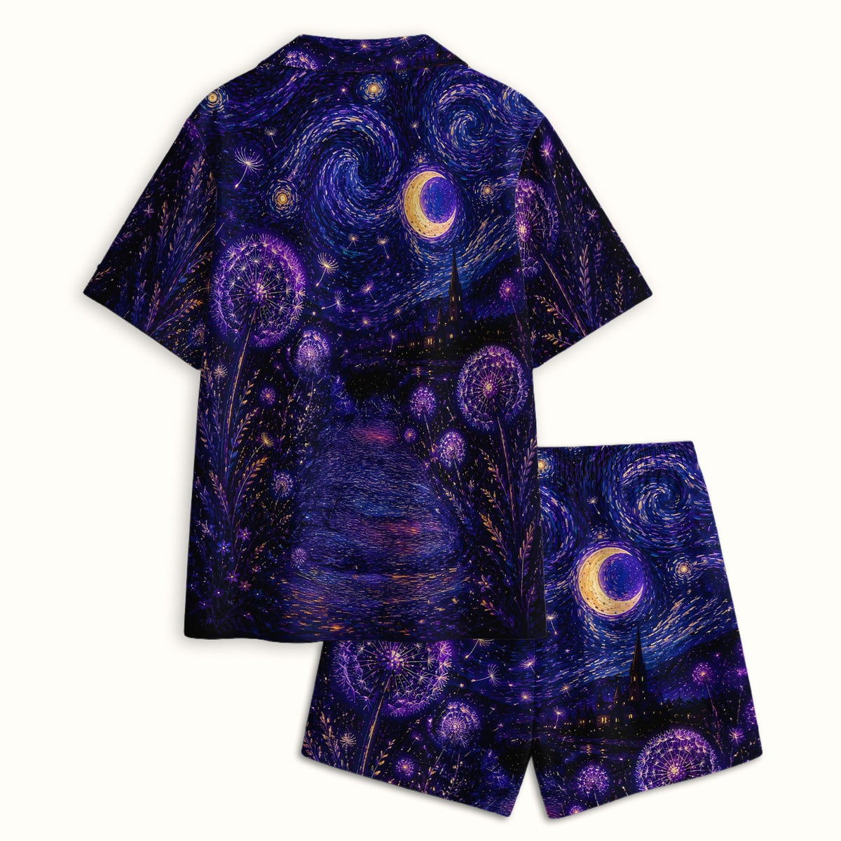 Mystical Black Cat Starry Night Pajama Set