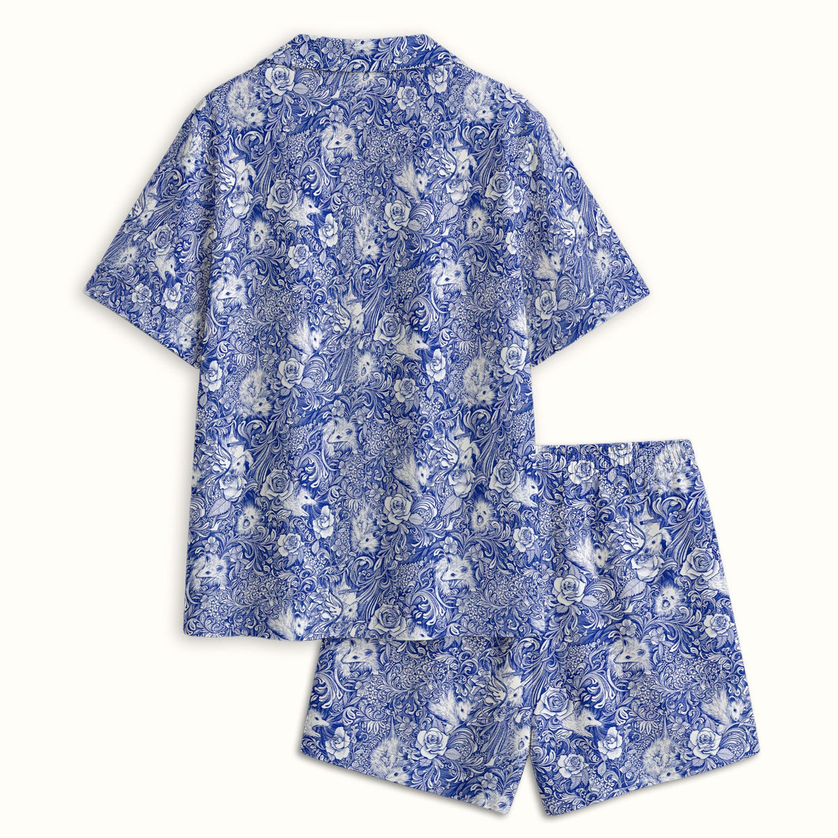 Blue Toile Opossum Floral Nurse Pajama Set