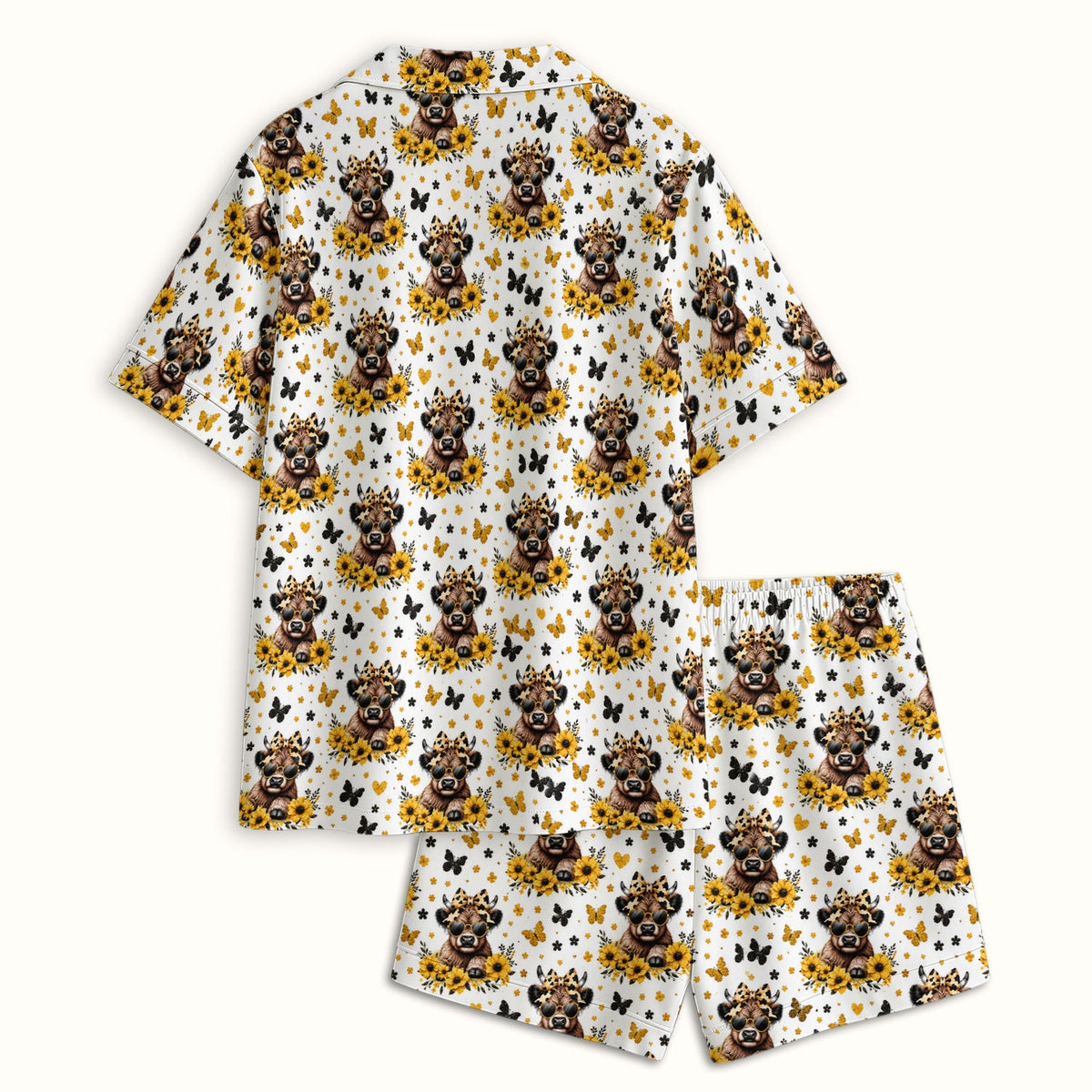 Cow Sunflower Bow Pajama Set