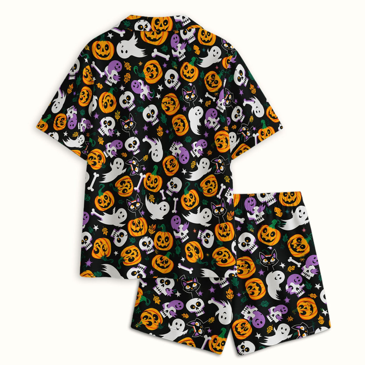 Spooky Pumpkin Ghost Print Pajama Set