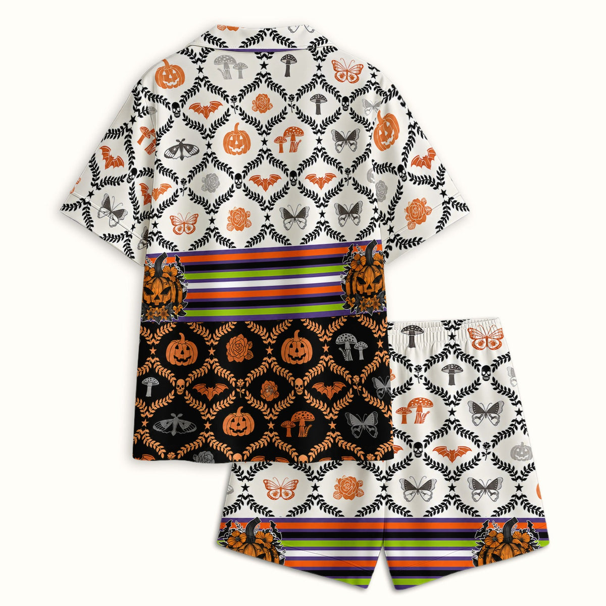 Checkered Pumpkin Bow Pajama Set - Halloween Gift For Nurse