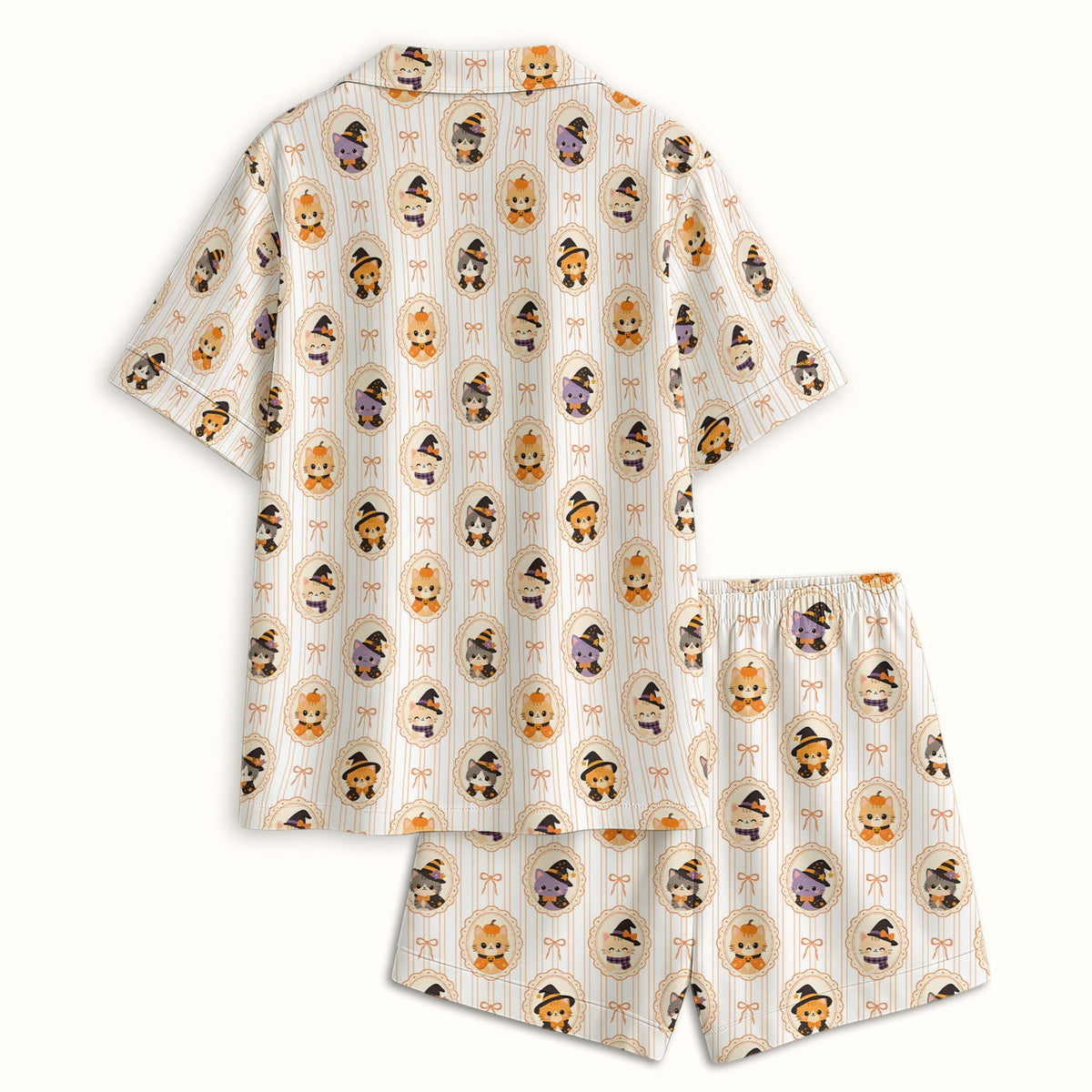 Halloween Cat Stripe Pajama Set