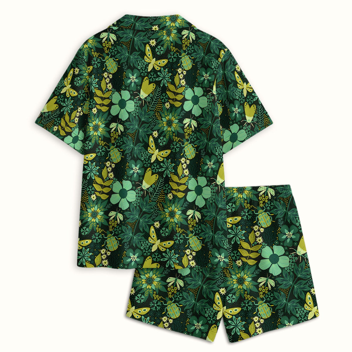 Green Botanical Butterfly Pajama Set