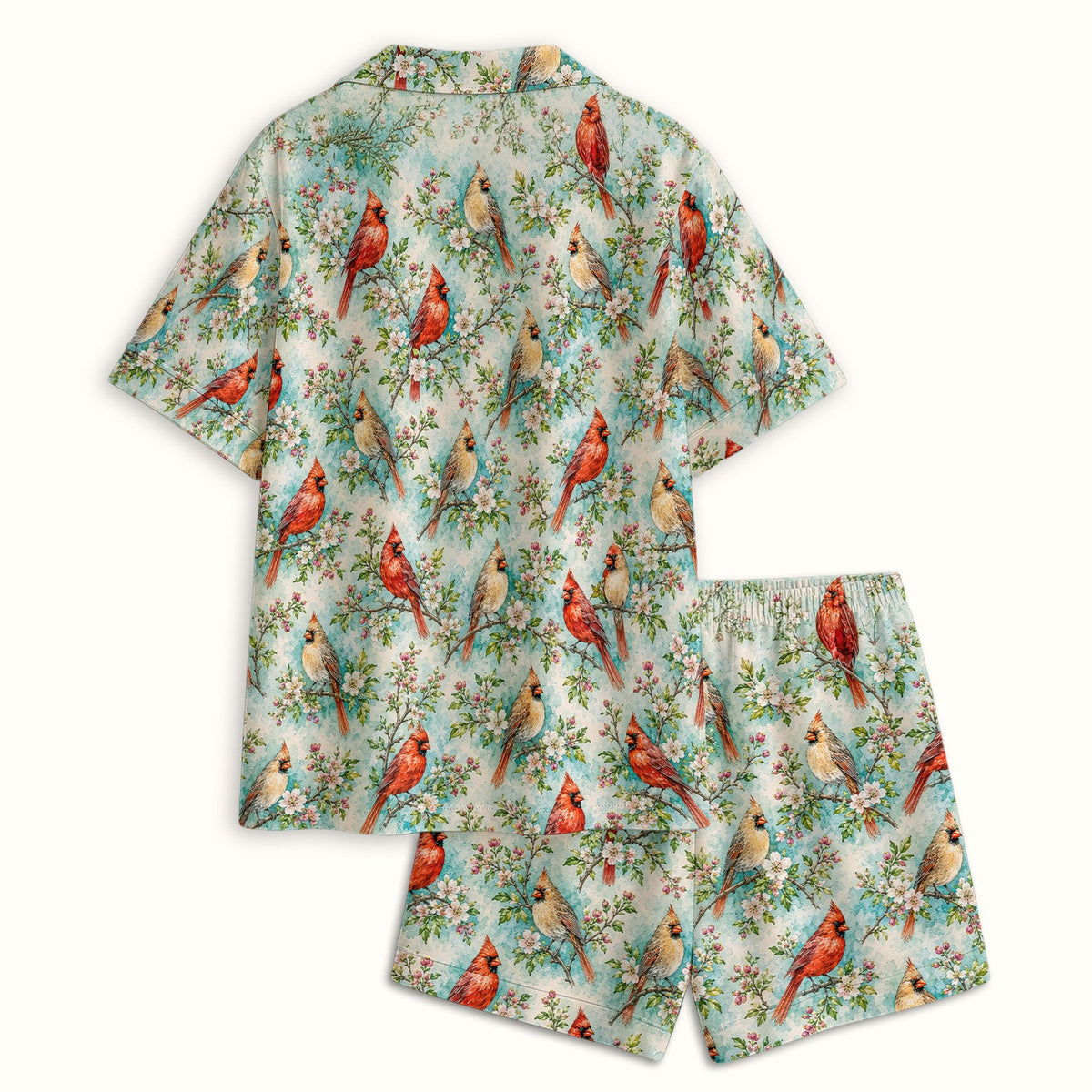 Cardinal Blossom Branch Nurse Pajama Set