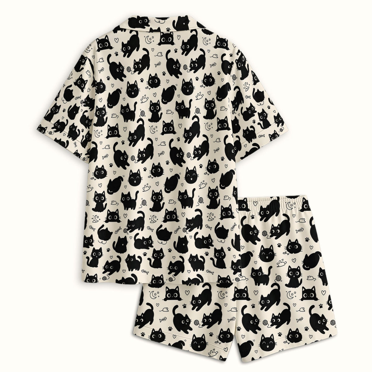 Playful Black Cat Pajama Set