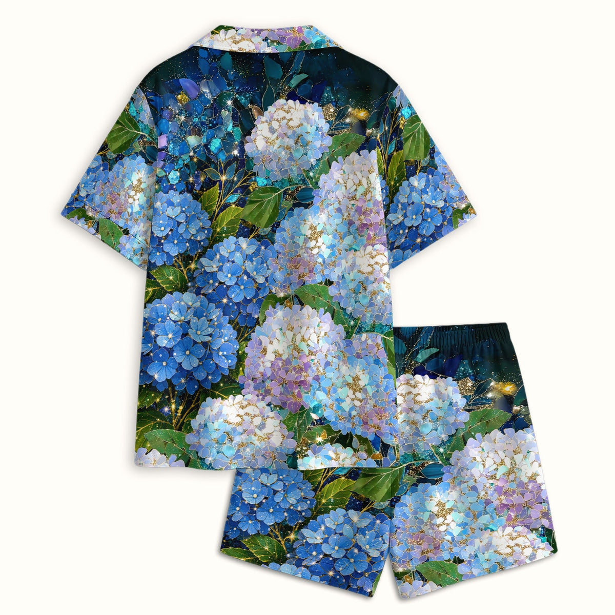 Blue Hydrangea Floral Nurse Pajama Set