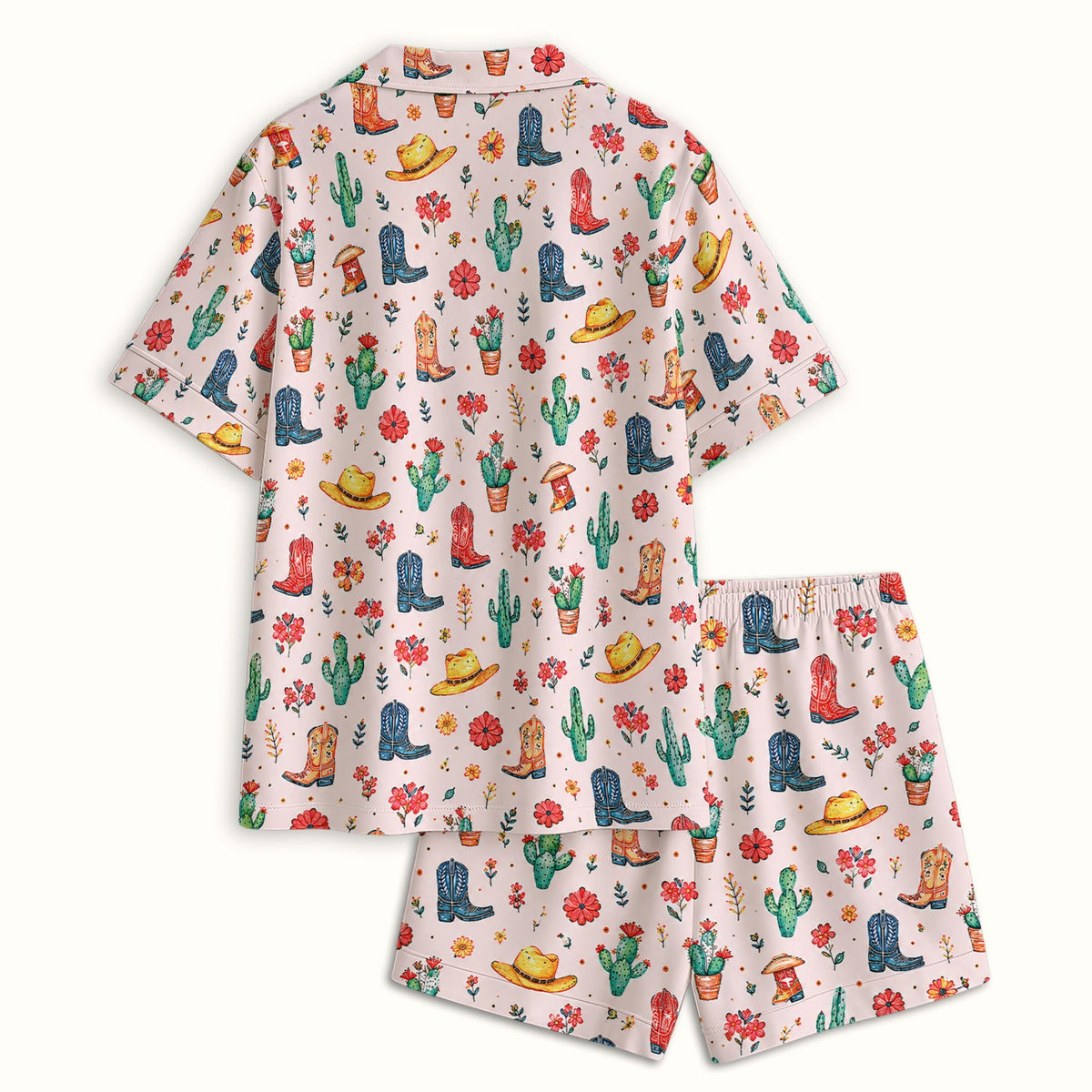 Whimsical Western Cactus Boots Pajama Set