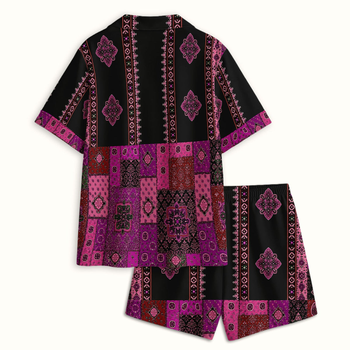 Boho Pink Bandana Patchwork Nurse Pajama Set