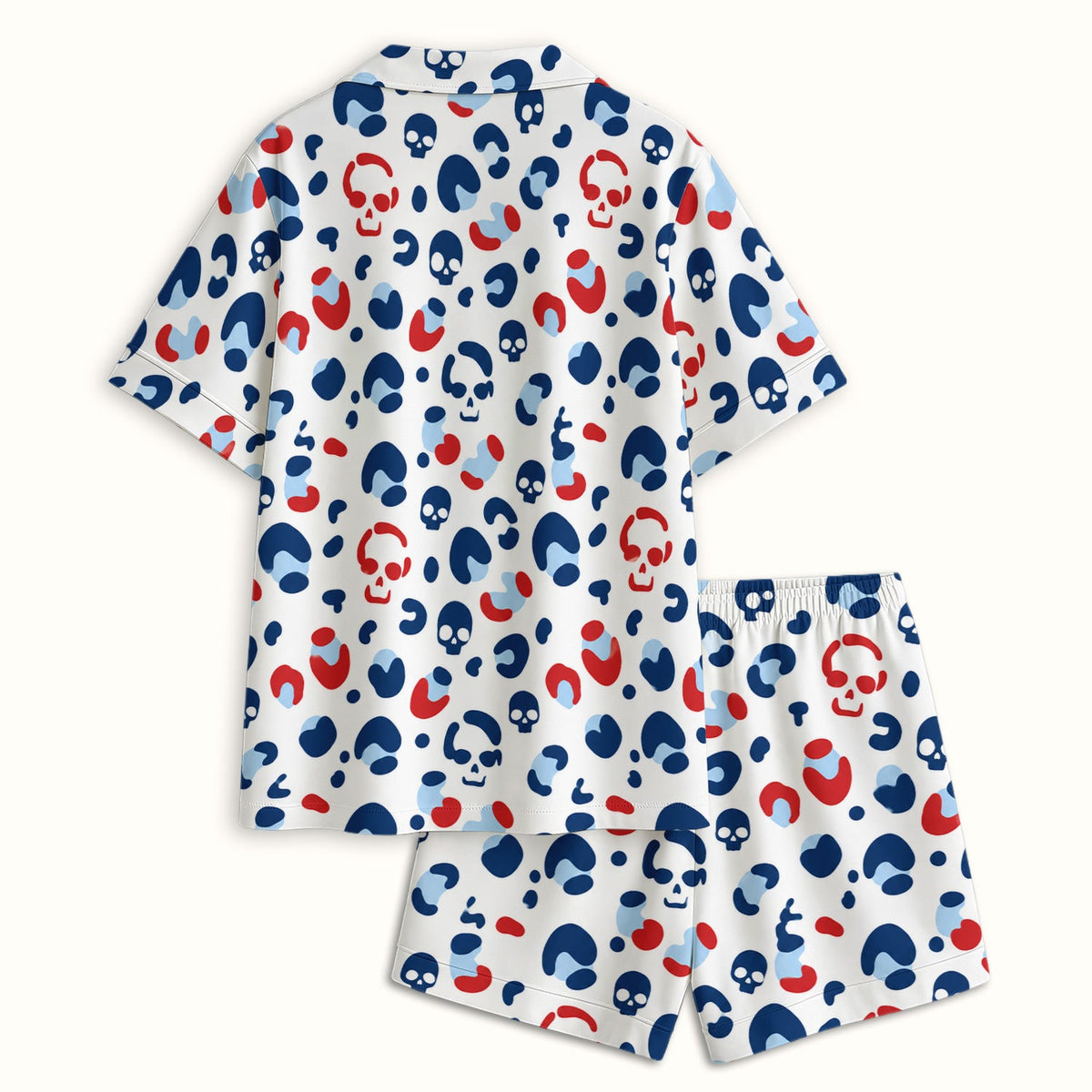 Red Blue Skull Leopard Pajama Set