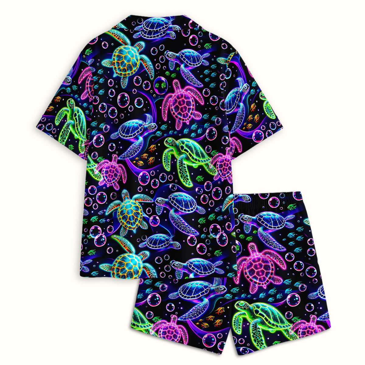 Neon Sea Turtle Bubble Nurse Pajama Set