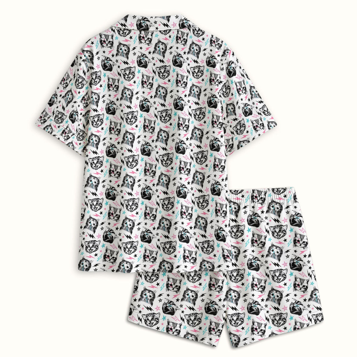 Cat Faces Lightning Pajama Set