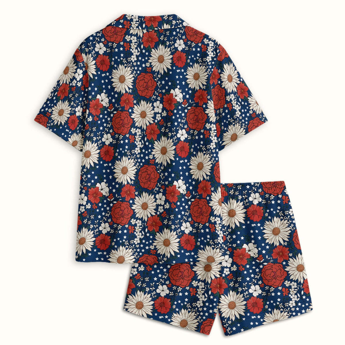 Red White Blue Floral Pajama Set