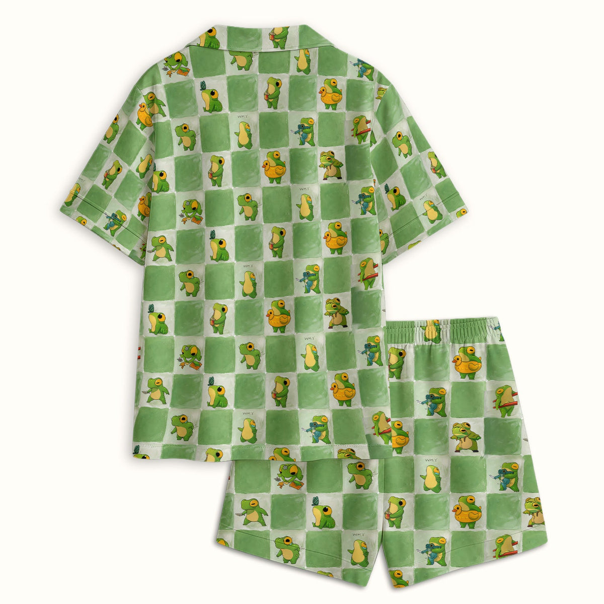 Frog Duck Checkerboard Pajama Set