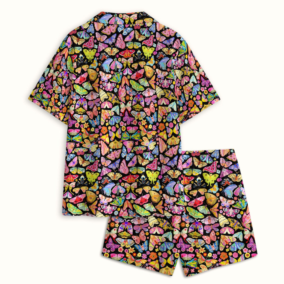 Cute Bright Butterfly Moth Floral Pajama Set