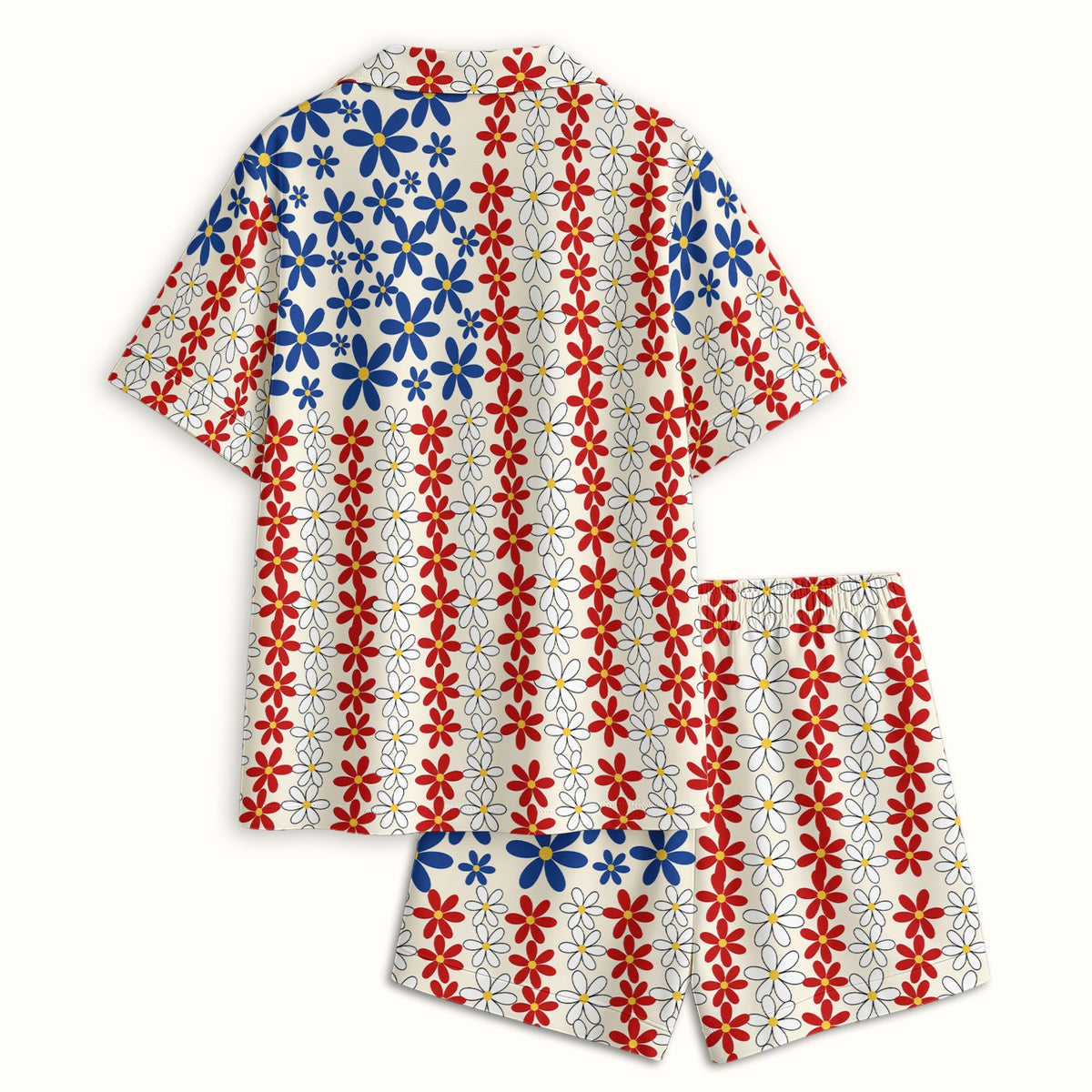 Retro Red Blue Daisy Pajama Set