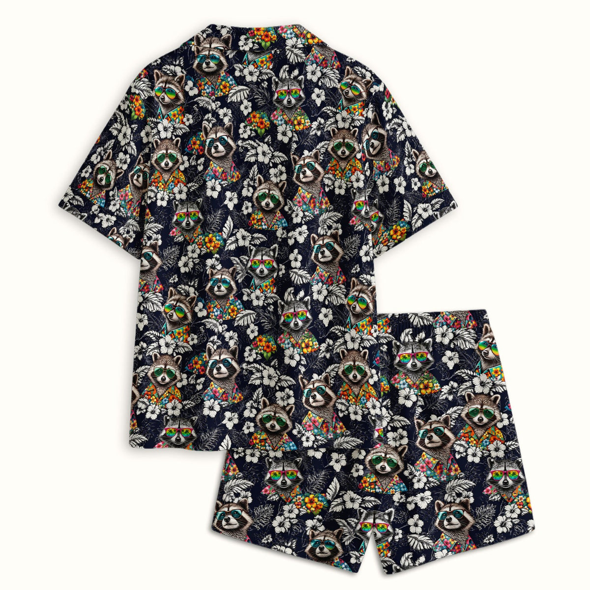 Tropical Raccoon Floral Pajama Set