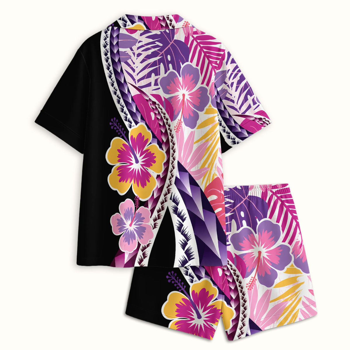 Tropical Hibiscus Leaf Nurse Pajama Set