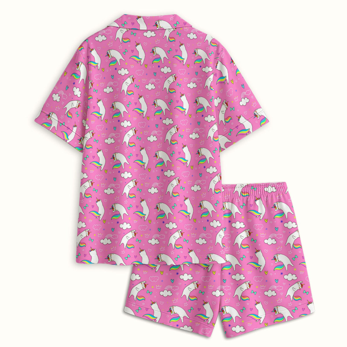 Unicorn Cat Rainbow Tail Clouds Pajama Set