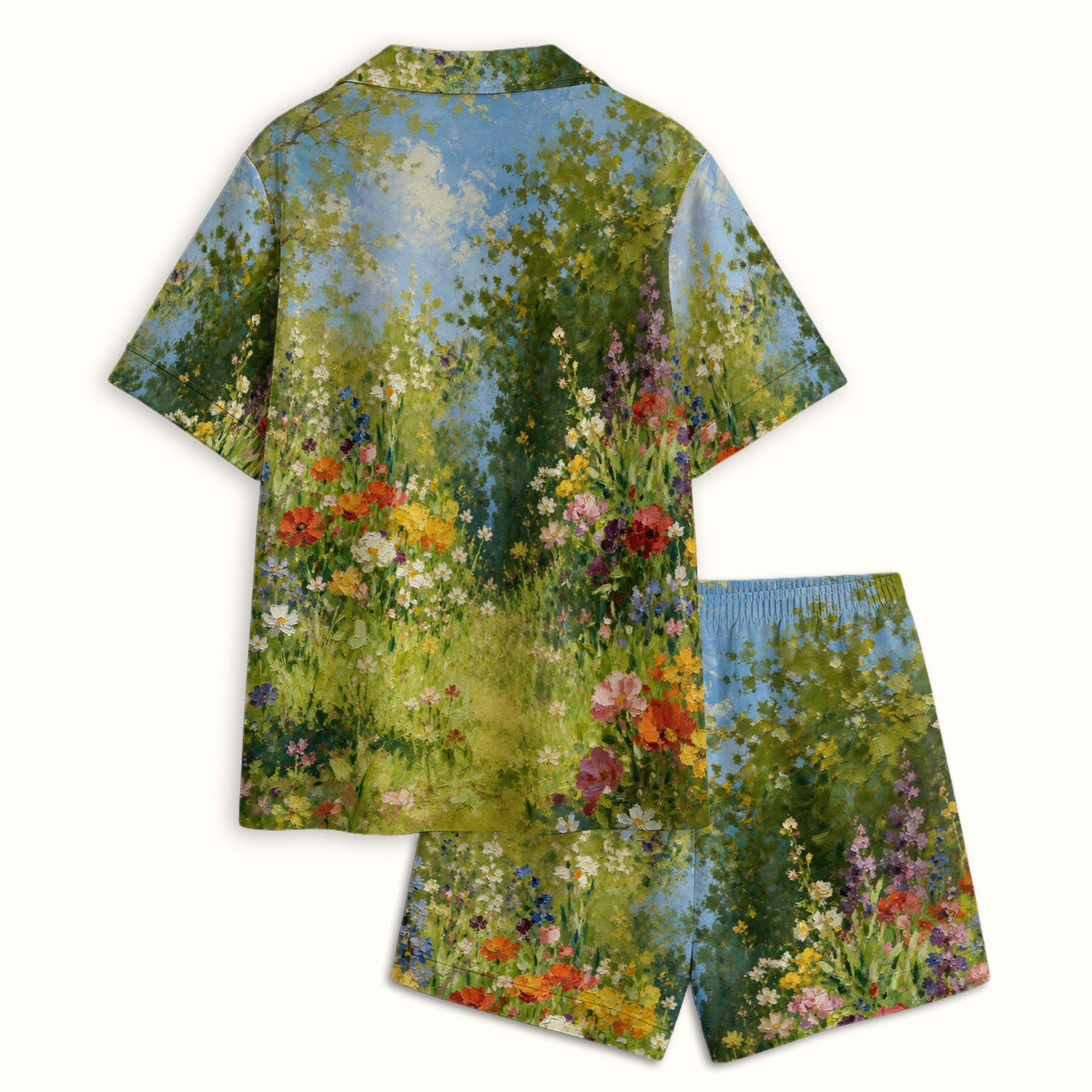 Whimsical Garden Cat Blossom Pajama Set