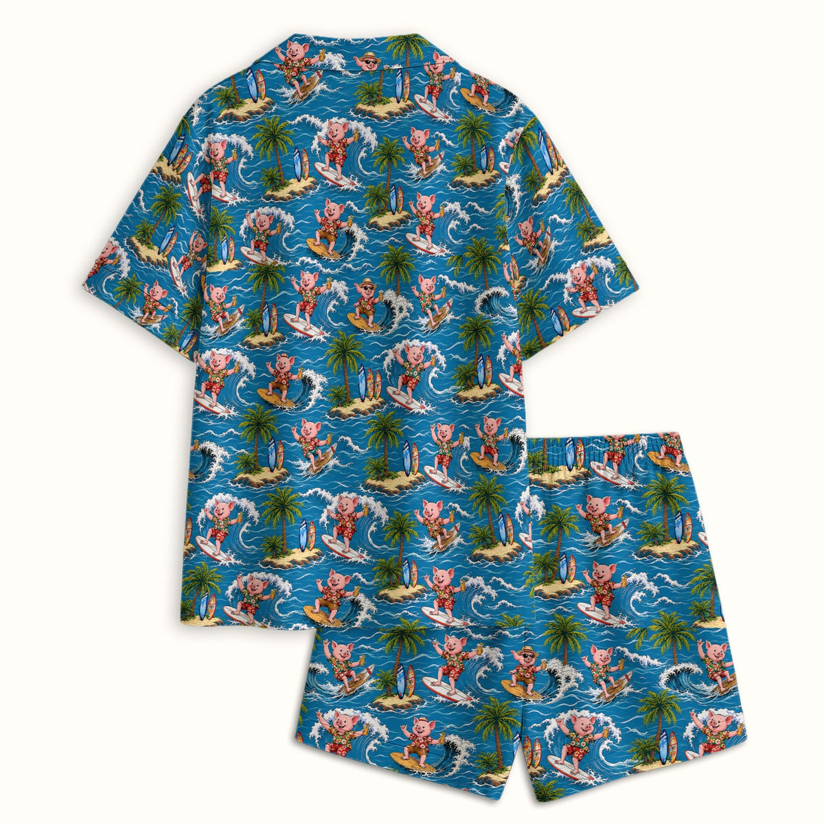 Tropical Surfing Pig Island Pajama Set
