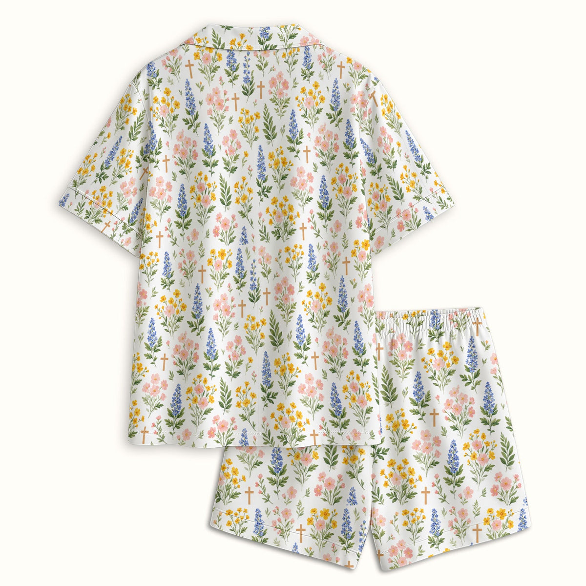 Pastel Floral Cross Nurse Pajama Set