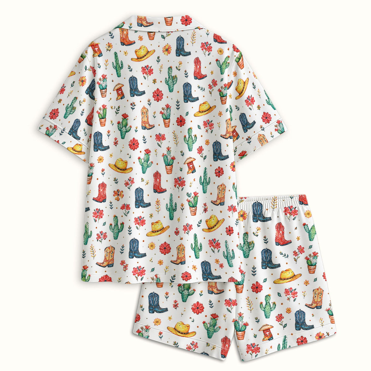 Whimsical Western Cactus Boots Pajama Set