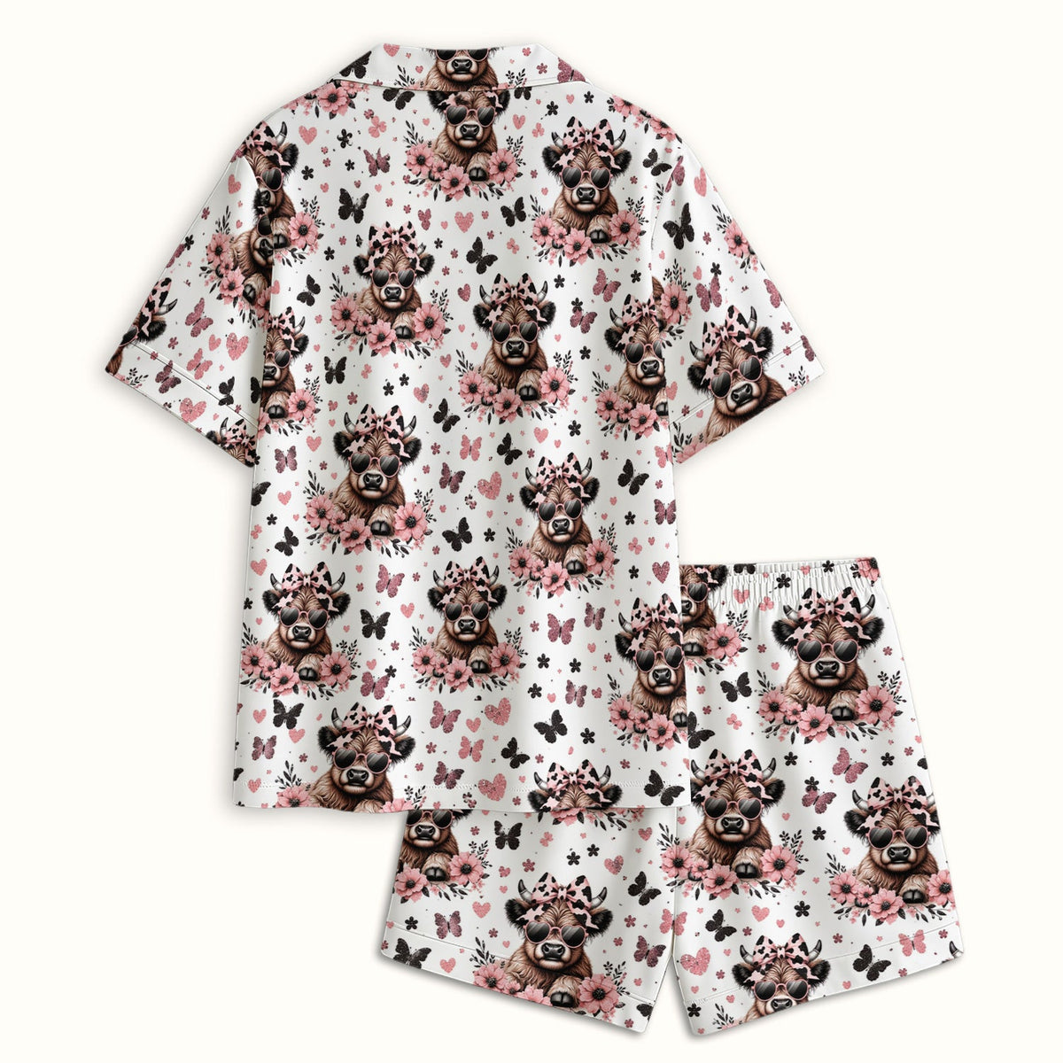Cow Heart Sunglasses Nurse Pajama Set