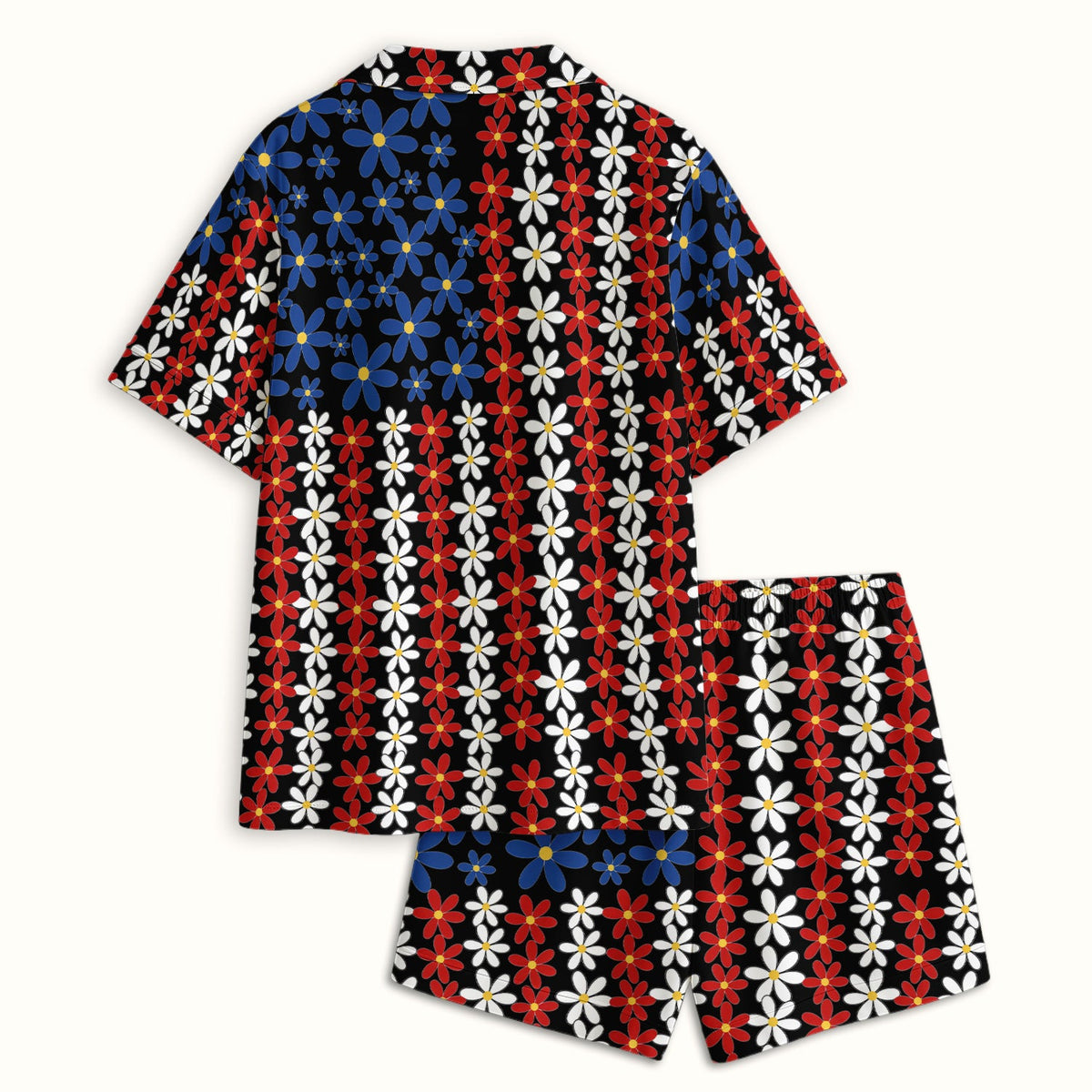 Retro Red Blue Daisy Pajama Set