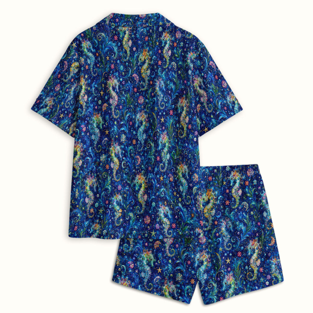 Vibrant Seahorse Ocean Swirl Pajama Set