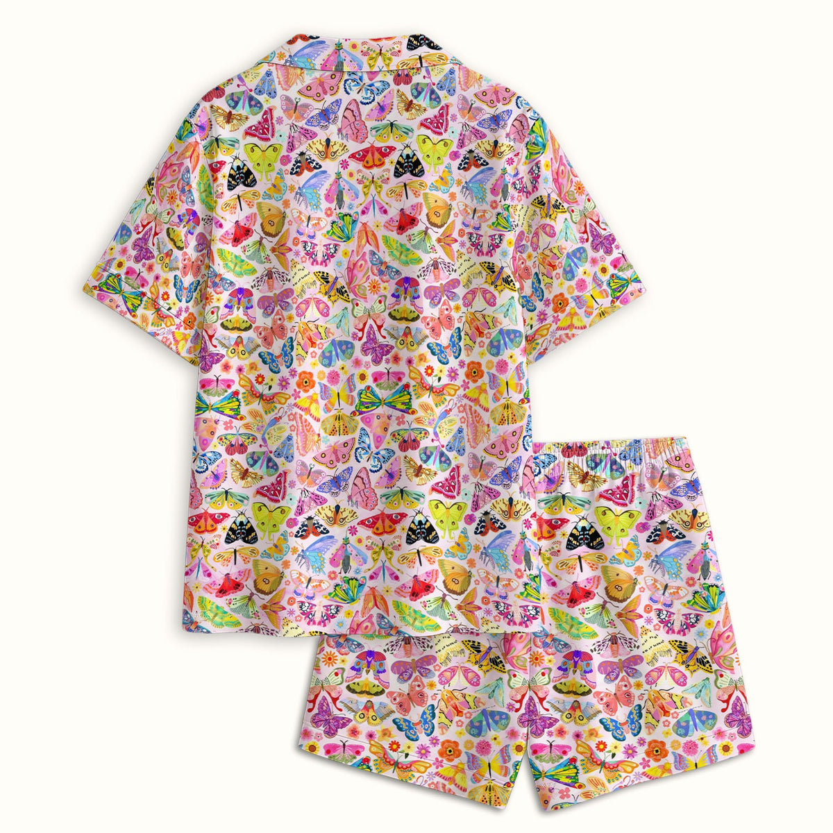 Cute Bright Butterfly Moth Floral Pajama Set