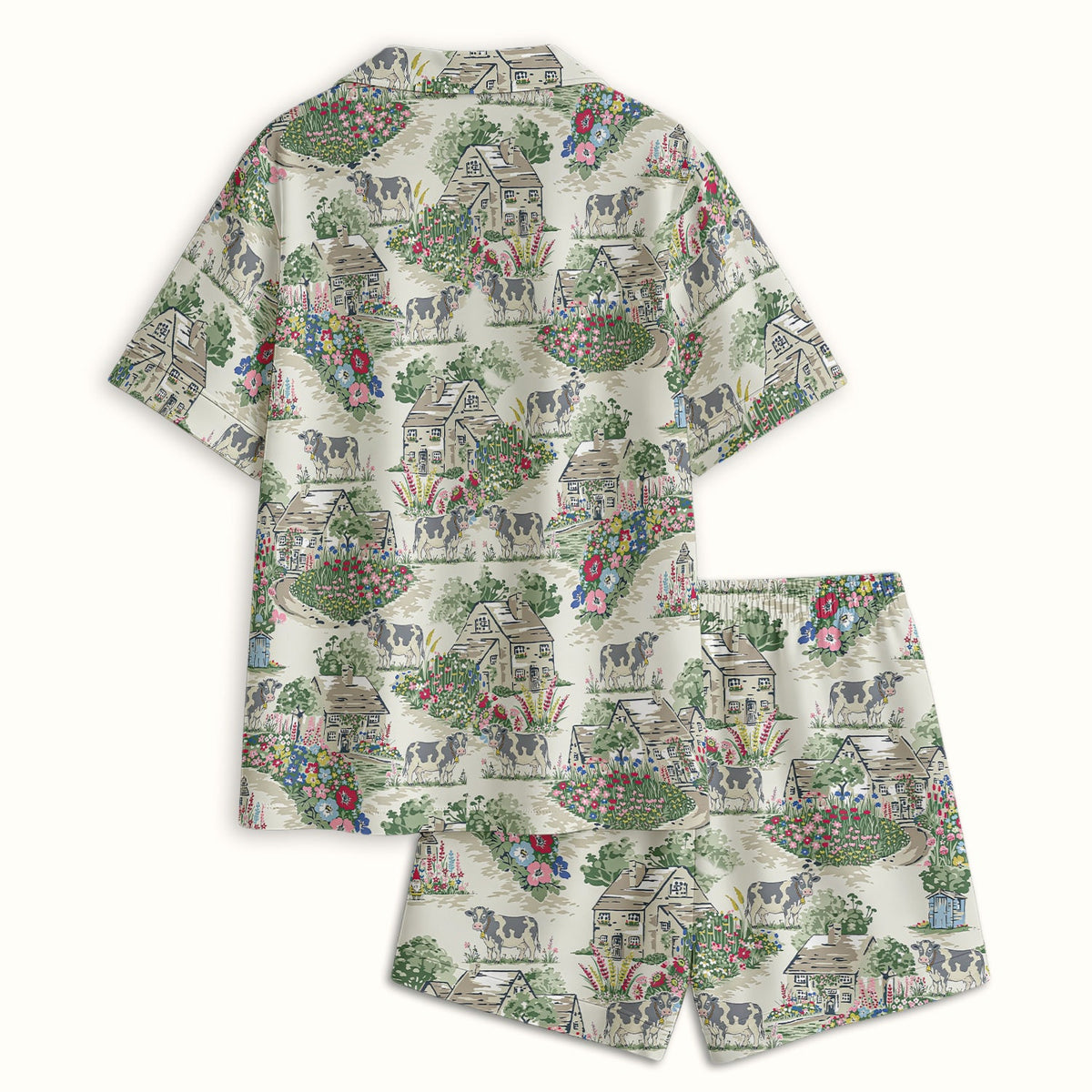 Countryside Cows Cottage Garden Nurse Pajama Set