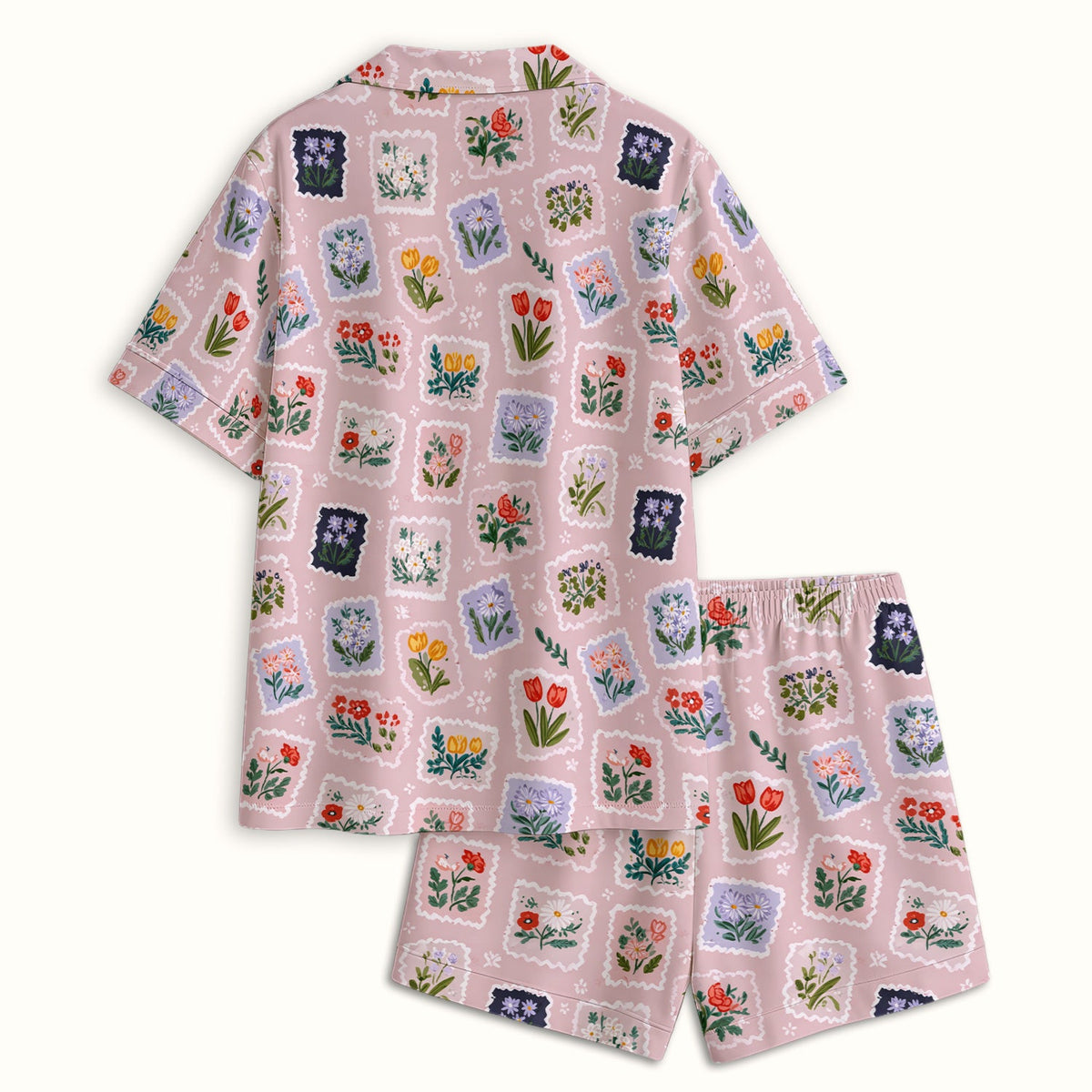 Vintage Flower Stamp Pajama Set