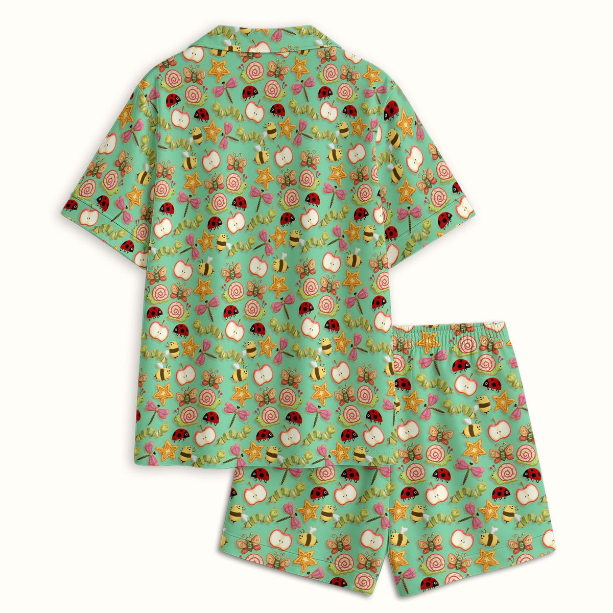 Snail Ladybug Caterpillar Apple Garden Pajama Set
