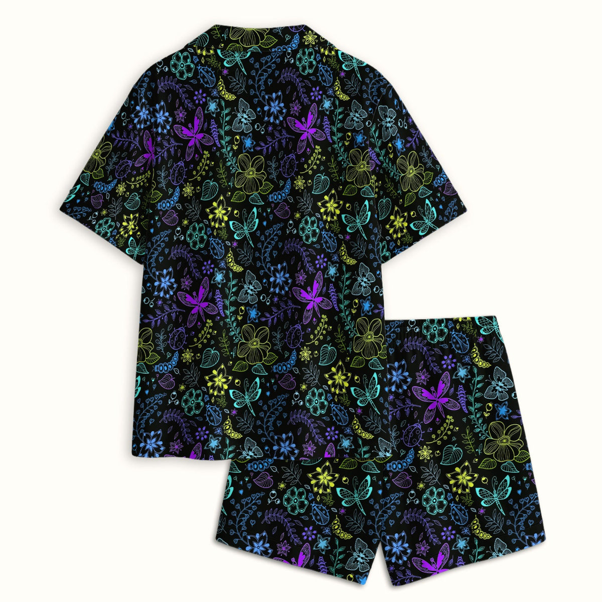 Neon Butterfly Floral Garden Pajama Set