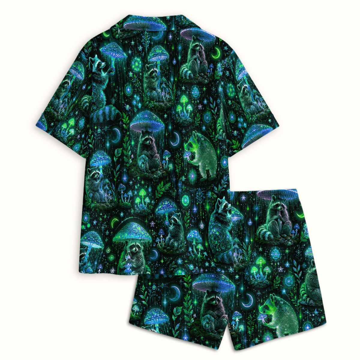 Glowing Raccoon Forest Pajama Set