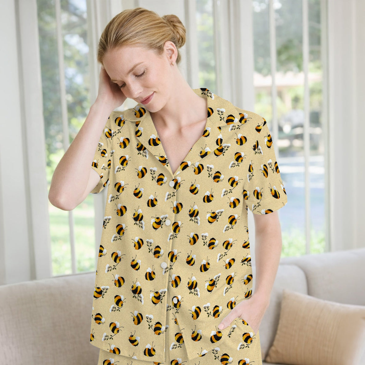 Cute Bumble Bee Blossom Pajama Set