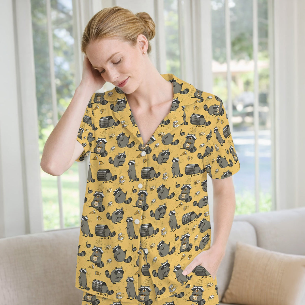 Raccoon Snack Trash Can Pajama Set