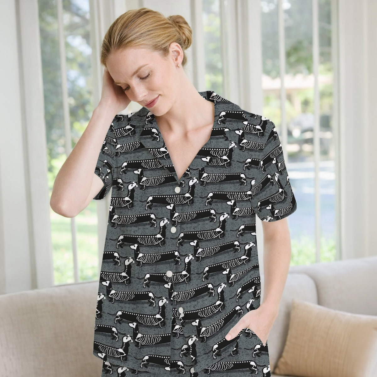 X-Ray Dachshund Skeleton Pajama Set