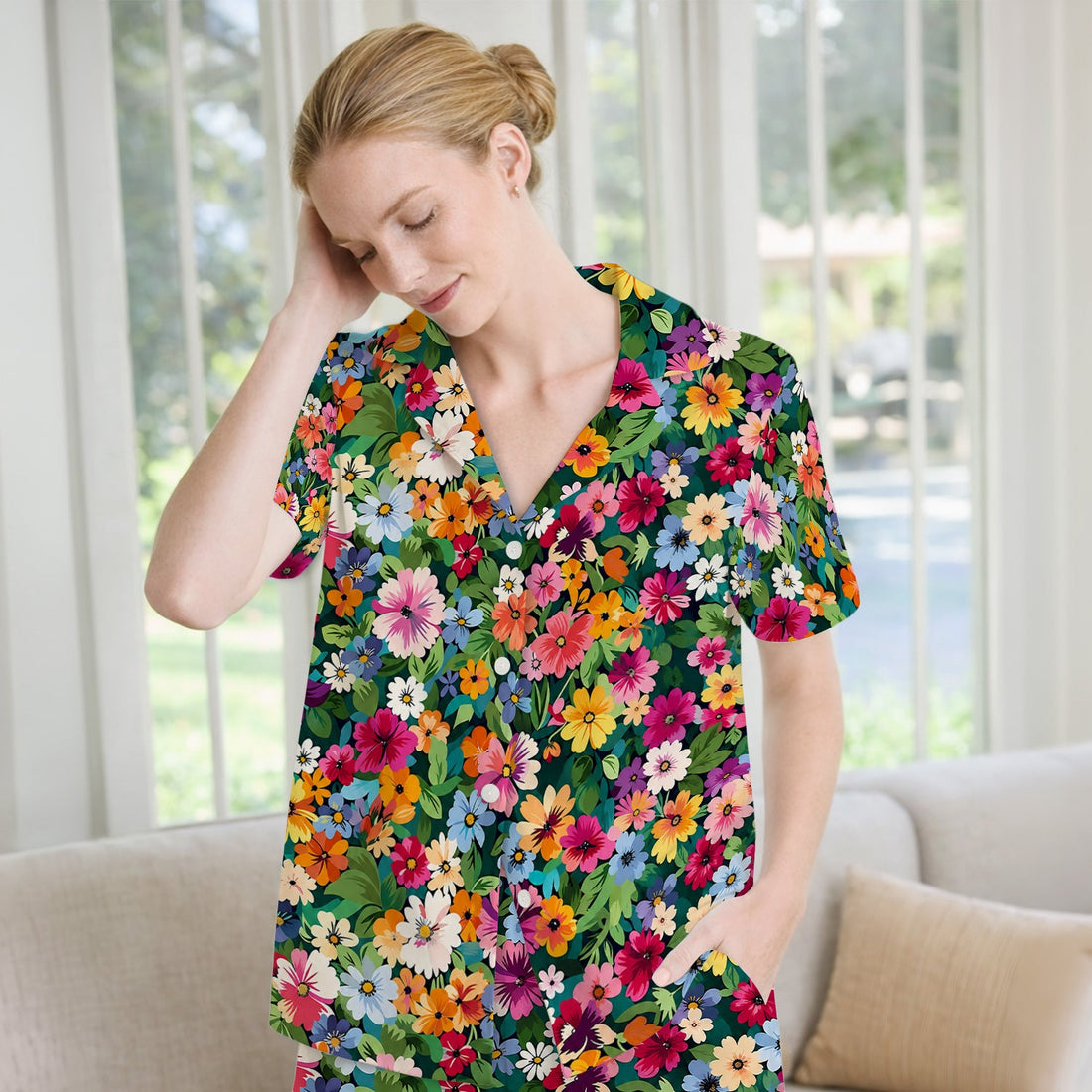 Colorful Wildflower Garden Pajama Set