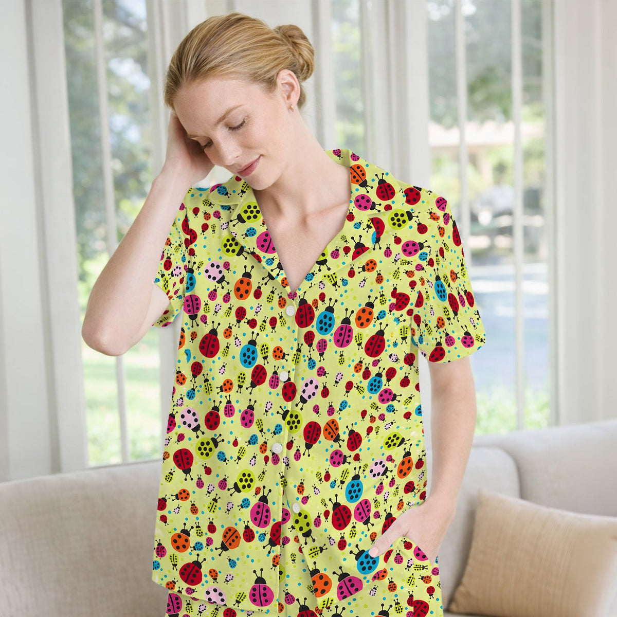 Colorful Ladybug Garden Pajama Set