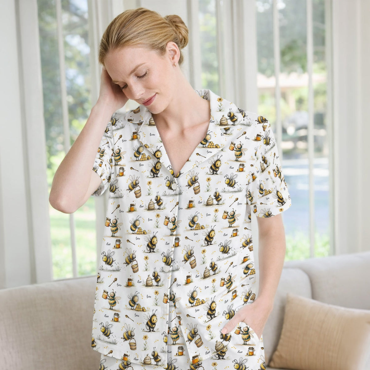 Honey Bee Jar Garden Pajama Set