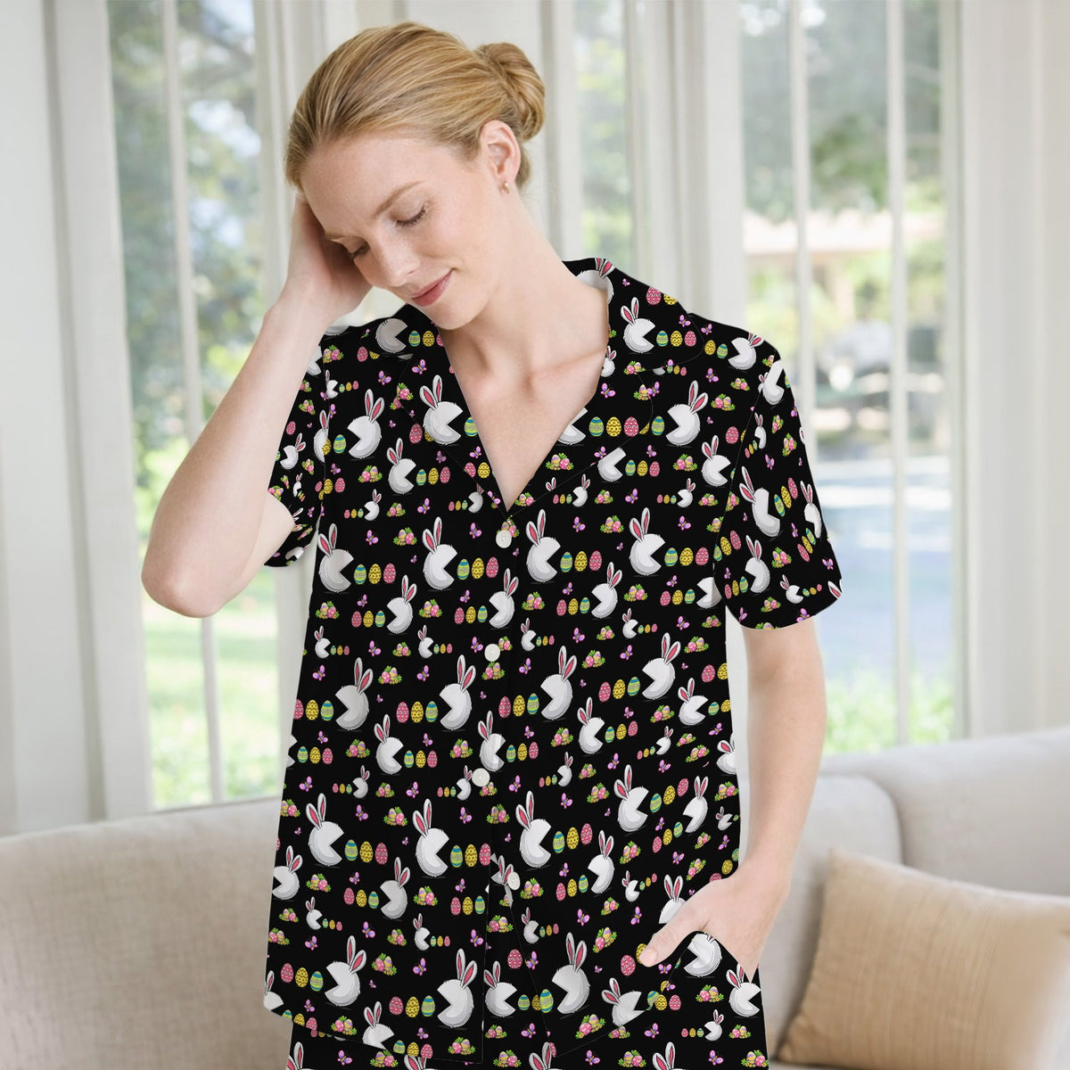 Personalized Easter Bunny Colorful Eggs Pajama Set